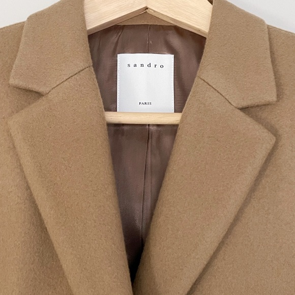 Sandro - Men’s - Beige / Caramel Wool Coat - Picture 4 of 7